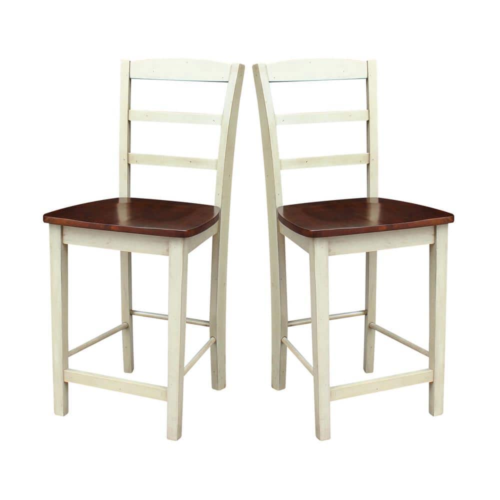 Antiqued Almond and Espresso Wood Counter Height Stool