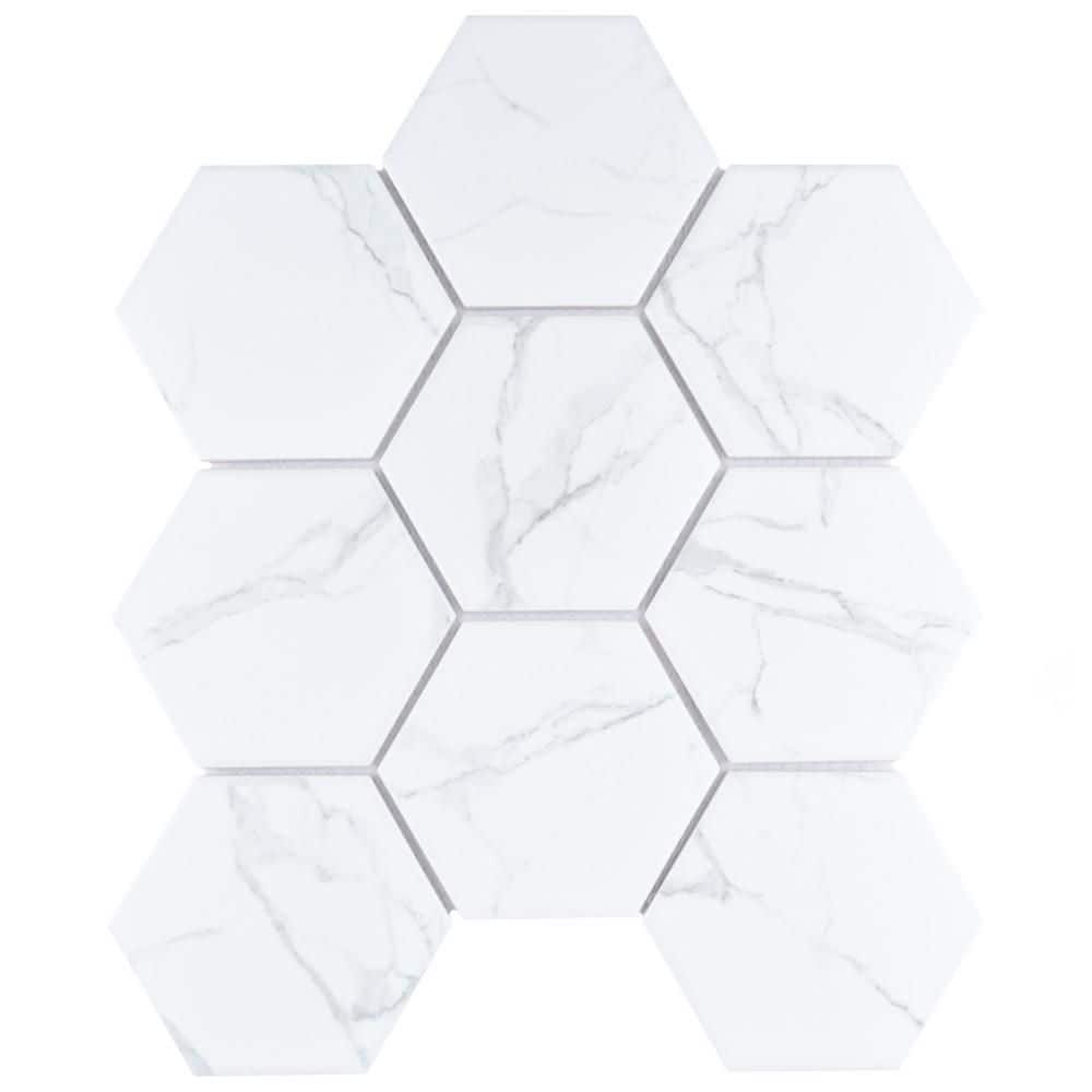 Carrione Super Hex Matte Carrara 10 in. x 11-1/2 in. Porcelain Mosaic Tile (8.2 sq. ft./Case) price history on PriceWatchPro