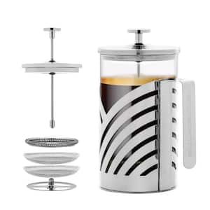 6-Cup Nickel Brushed French Press Cafetire Coffee and Tea Maker with High-Grade Stainless Steel, Free Measuring Scoop