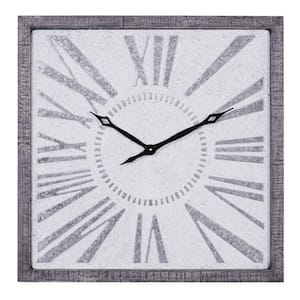 25 in. x 25 in. Gray Metal Distressed Square Wall Clock
