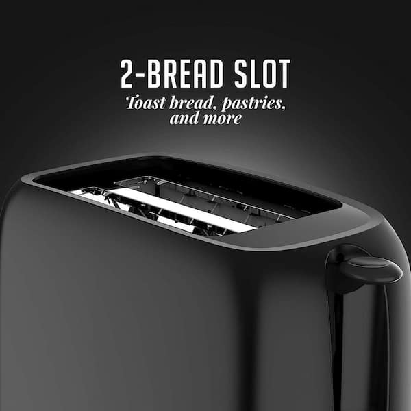 Ovente Electric 2-Slice Toaster Machine with Removable Crumb Tray - Black