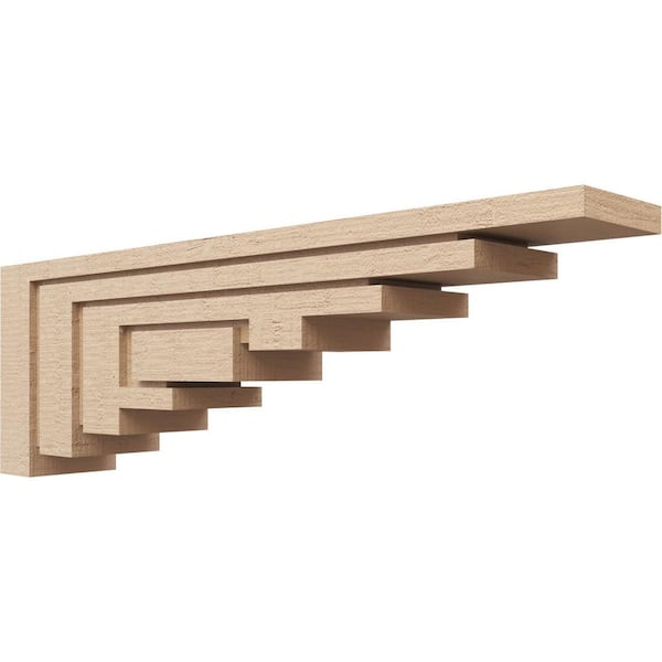 Ekena Millwork 6-in. x 36-in. x 12-in. Series 3 Thin Landon Rough Cedar Woodgrain Timberthane Polyurethane Corbel, Primed Tan