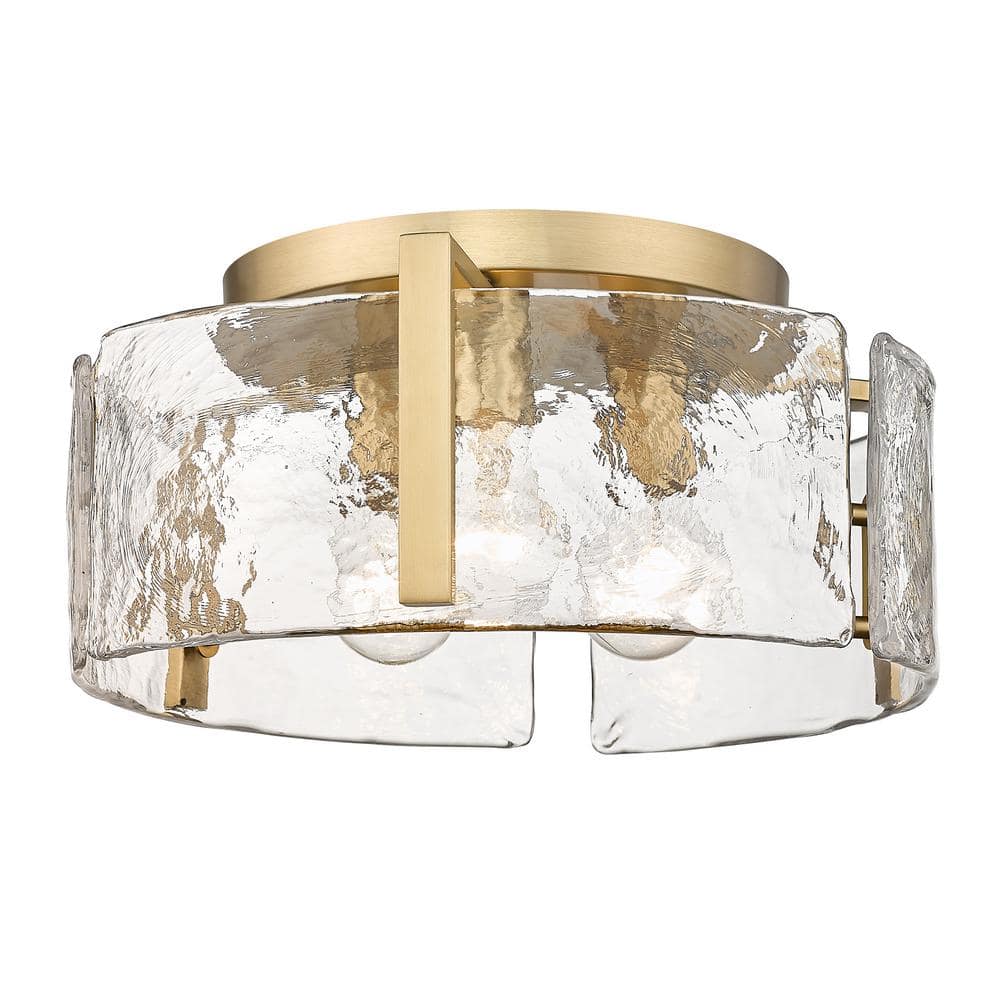 Aenon 15" Brushed Champagne Bronze Glass Flush Mount