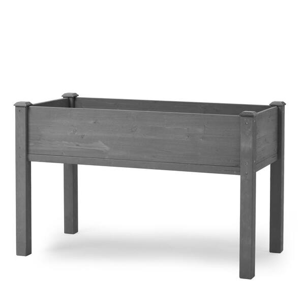 Tenleaf Large Gray Solid Wood Raised Garden Bed with Legs for Outdoor