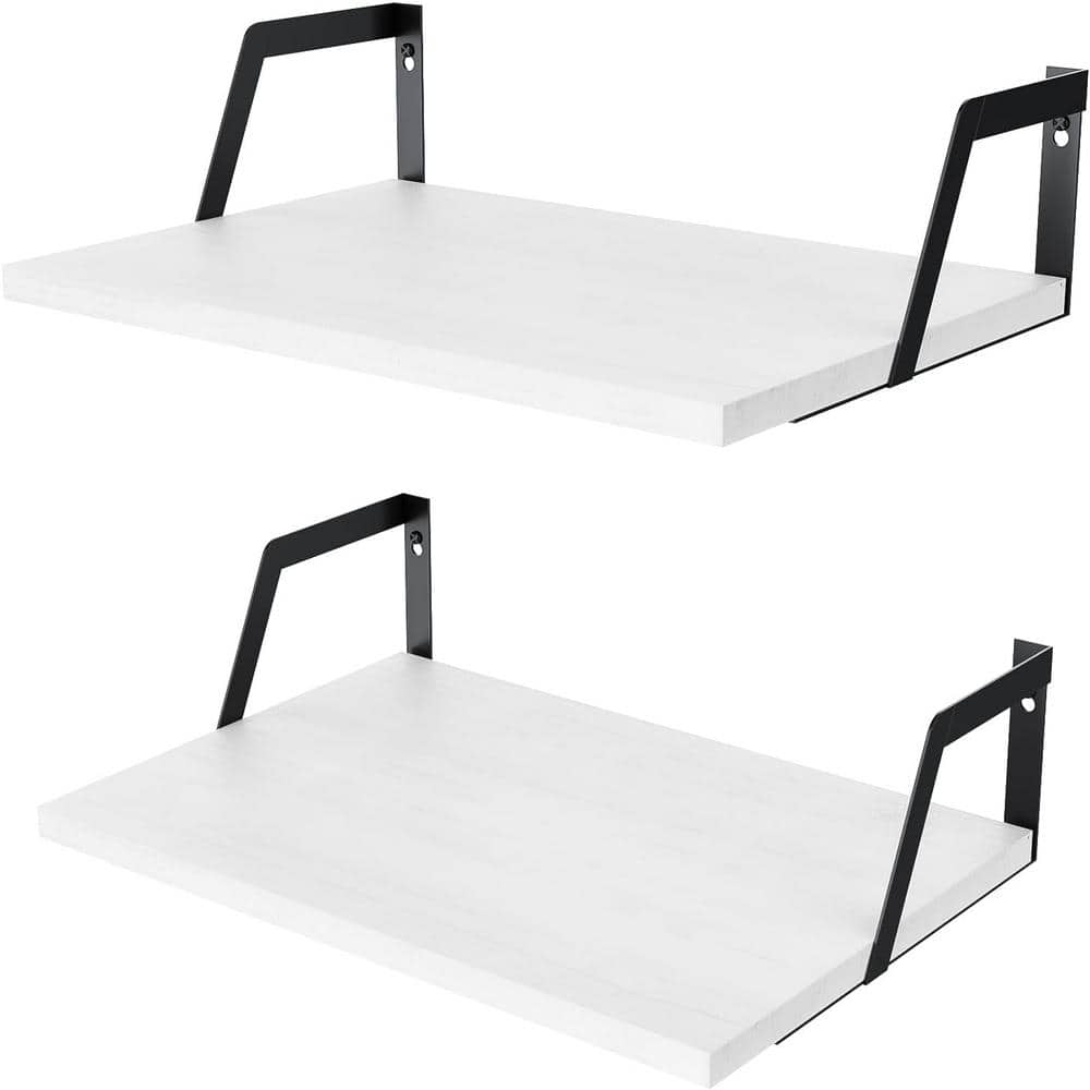 16.5 in. W x 11.8 in. D Washed White Floating Shelves Decorative Wall Shelf