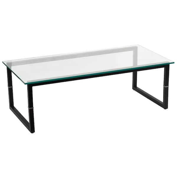 Carnegy Avenue 47 in. Clear/Black Large Rectangle Glass Coffee Table