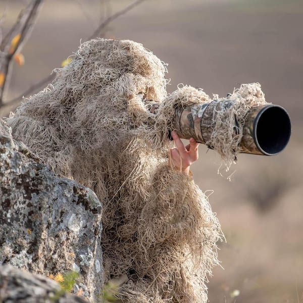 SEEUTEK 6 in 1 Adults Large Dry Grass Ghillie Suit, 3D Camouflage