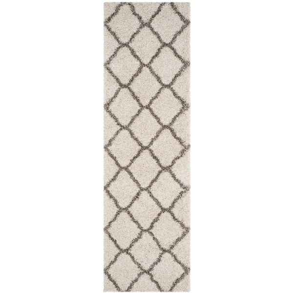 Hudson 2 ft. x 10 ft. Ivory/Gray Geometric Runner Rug