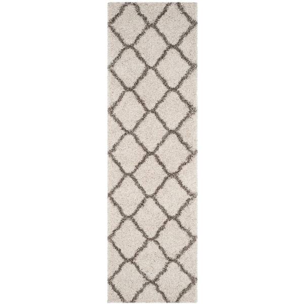 Hudson Shag 2 x 16 Ivory/Gray Ogee Runner Rug