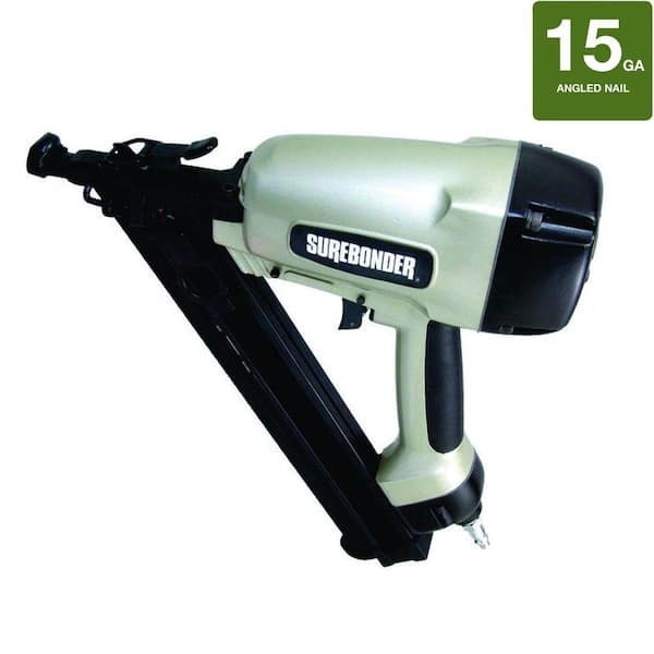 Surebonder Pneumatic 2-1/2 in. x 15-Gauge Angled Nailer with Carrying Case