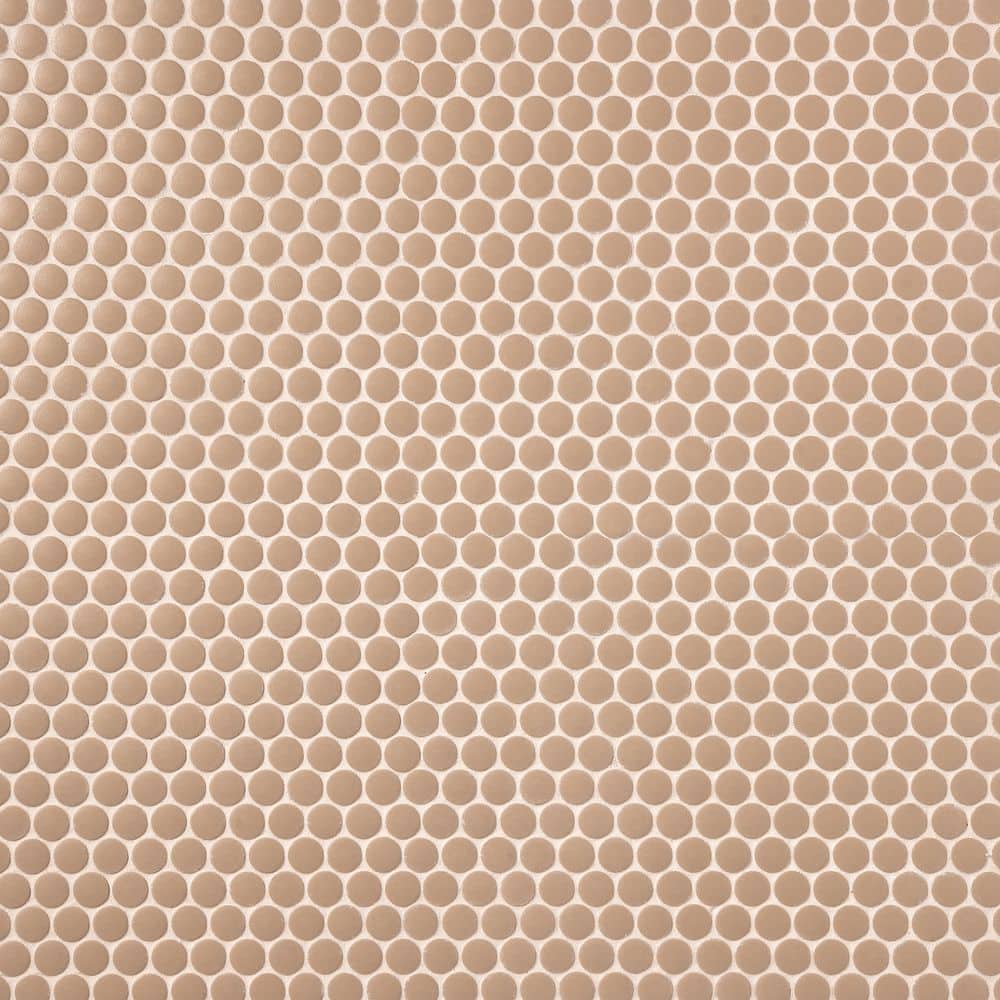 Caraco Taupe Matte 4 in. x 4 in. Matte Porcelain Penny Round Mosaic Floor and Wall Tile Sample price history on PriceWatchPro