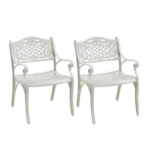 White Outdoor Patio Cast Aluminum Bench Chair