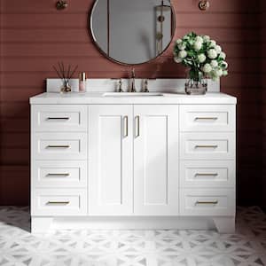 Taylor 54.25 in. W x 22 in. D x 36 in. H Single Sink Freestanding Bath Vanity in White with Carrara Quartz Top