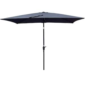 6 ft. x 9 ft. Steel Push-Up Outdoor Patio Waterproof Market Umbrella with Crank and Push Button Tilt in Anthracite