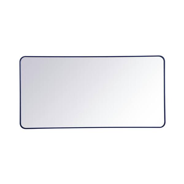 Unbranded Timeless Home 60 in. H x 30 in. W Blue Modern Soft Corner Rectangular Wall Mirror