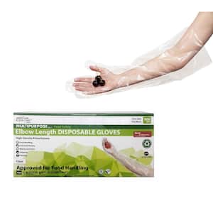 Disposable Food Handling Long Cuff Poly Gloves - One Size Fits Most, 525 per Box (2 Boxes)