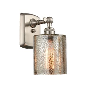 Cobbleskill 1-Light Brushed Satin Nickel Wall Sconce with Mercury Glass Shade