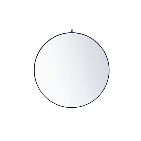 Unbranded Large Round Blue Modern Mirror (48 in. H x 48 in. W)