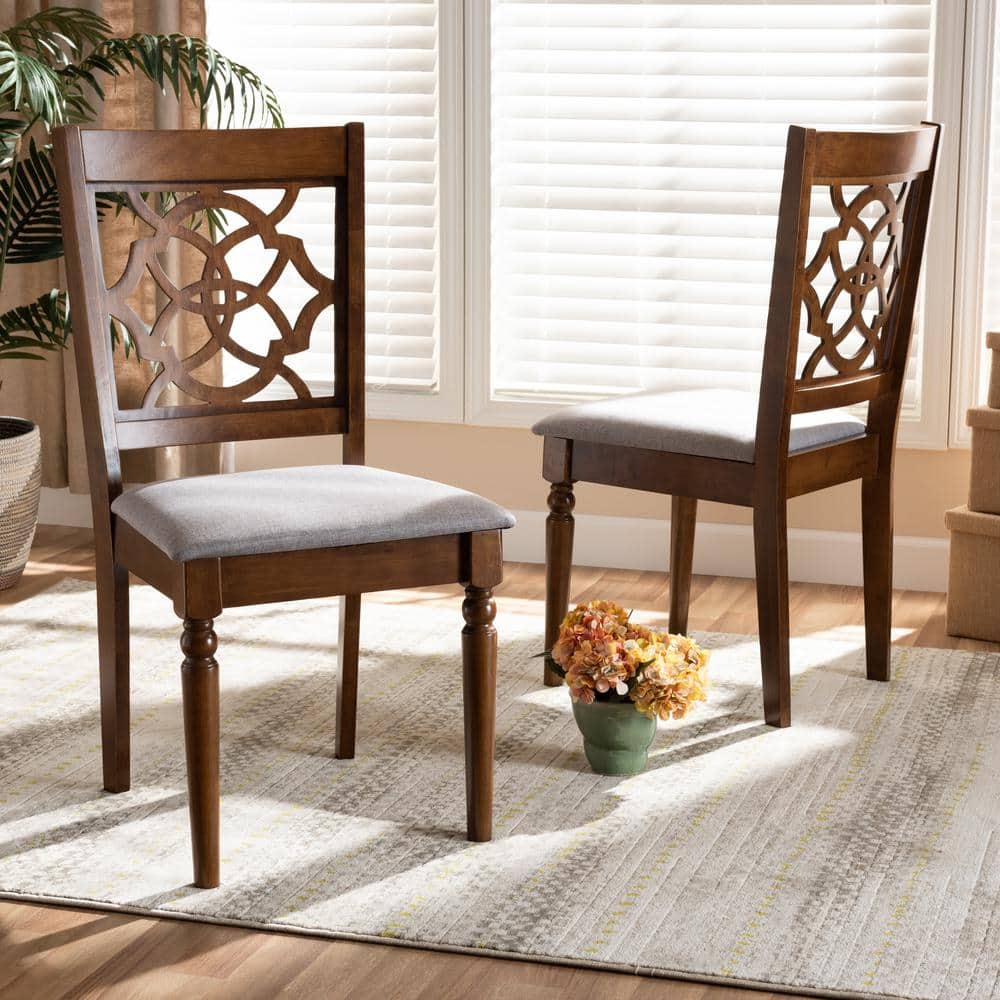 Walnut Brown and Cane Upholstered Low Side Chair