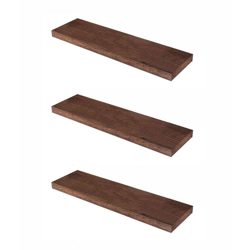 24 in. W x 6.7 in. D Brown Floating Shelves Decorative Wall Shelf (Set of 3