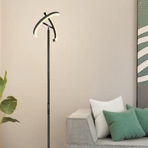 69 in. Black 4 Color Temperature Dimmable Standing Lamp Rotatable Torchiere Floor Lamp with Remote & Touch Control