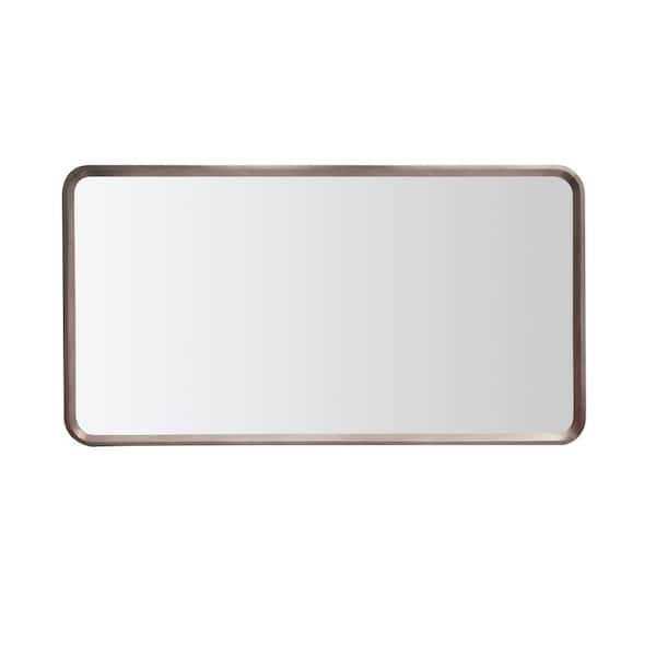 CASAINC Vela 55 in. W x 29.5 in. H Single Acacia Framed Rectangular Bathroom Vanity Mirror in Chestnut