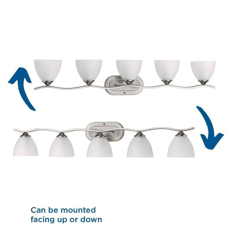 Laird Brushed Nickel 5-Light Bath Vanity with Glass Shades