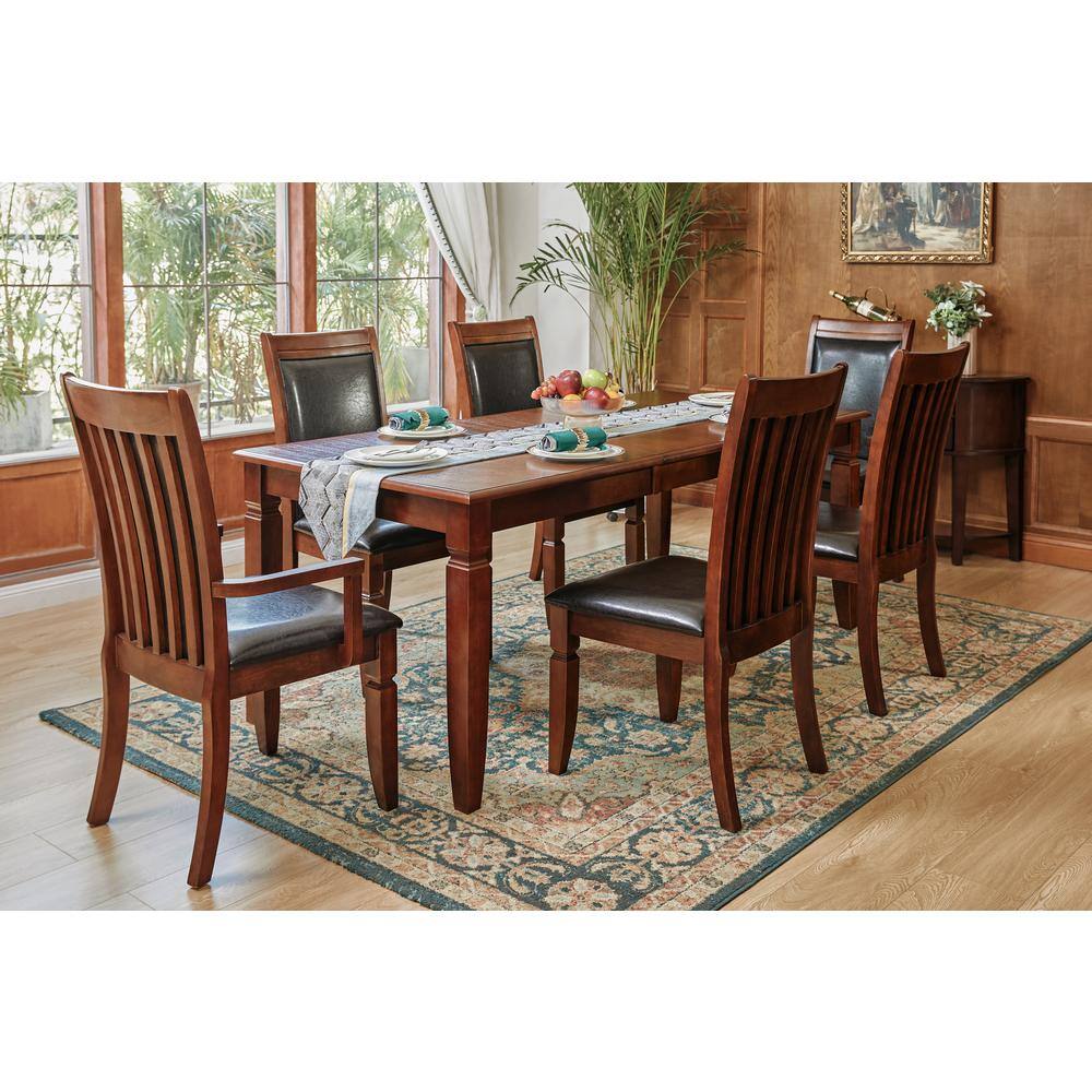 Homy Casa Zaman 7-Piece Rectangular Brown Wood Top Table Extendable ...