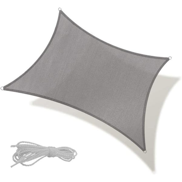 Yangming 10 ft. x 13 ft. Grey Rectangle Heavy Weight Sun Shade Sails Canopy UV Block for Patio Garden Outdoor Activities