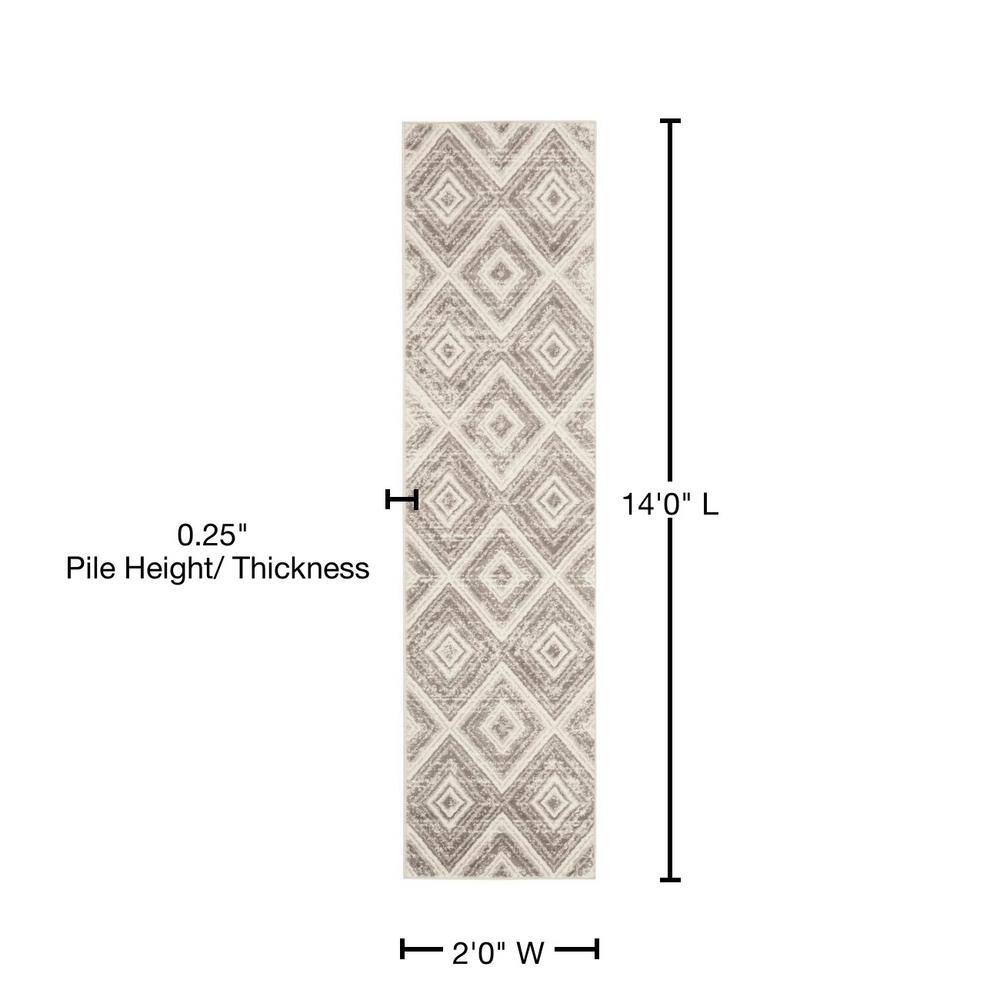Reversible Grey/Green Medallion Synthetic 24x14 Rug