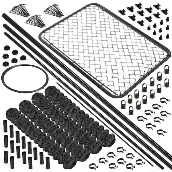 Black Vinyl Coated 5  ft. x 204  ft. Metal 9-Gauge Chain Link Fence-Complete Kit
