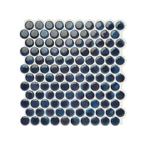 Penny Davy Blue 8.97 in. x 8.95 in. Vinyl Peel and Stick Tile (2 sq. ft/ 4-Pack)