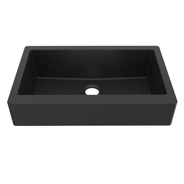 Retrofit Farmhouse/Apron-Front Quartz/Granite Composite 34 in. Single Bowl Kitchen Sink in Black