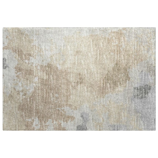 Dream Shag Premium Machine Washable Abstract ADS67 Beige 2 ft. x 3 ft. Accent Rug