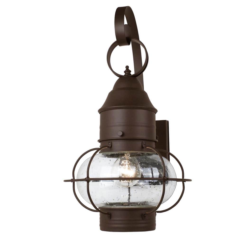 Rustique Bronze 18" Direct Wired Outdoor Lantern in Clear Seedy Glass
