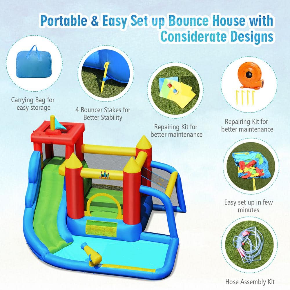 Colorful Inflatable Bounce House with Slide and Pool