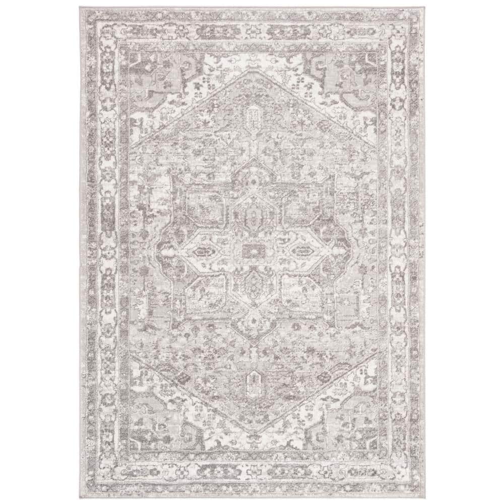 Brentwood Gray and Cream Synthetic 4' x 6' Area Rug