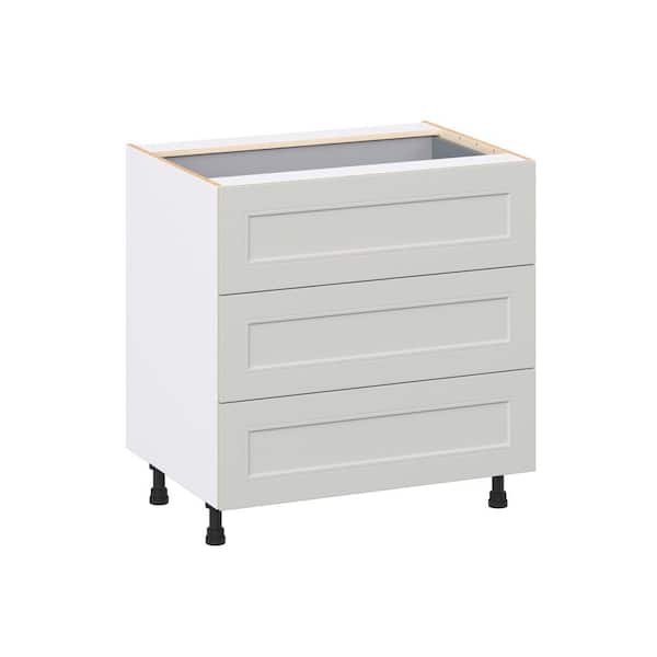 Galveston 33 in. W x 24 in. D x 34.5 in. H Assembled Shaker Drawer Base Kitchen Cabinet in Light Grey with 4-Drawers