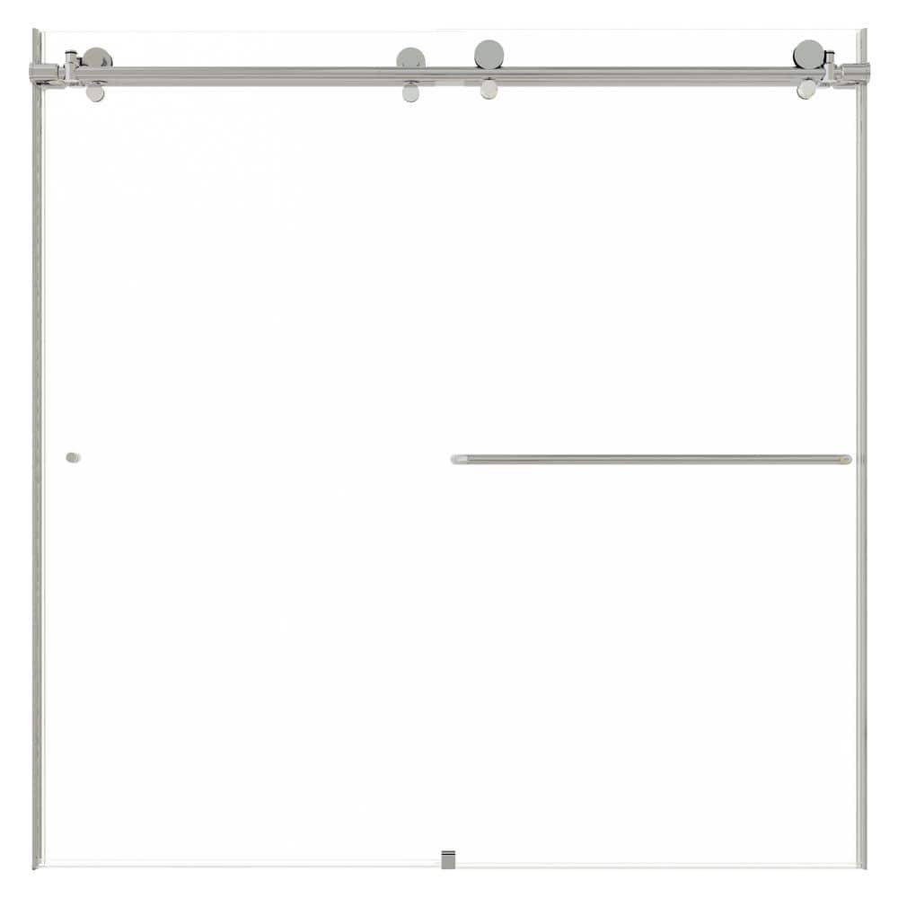 Eclipse 60" Chrome Frameless Clear Glass Sliding Bathtub Door
