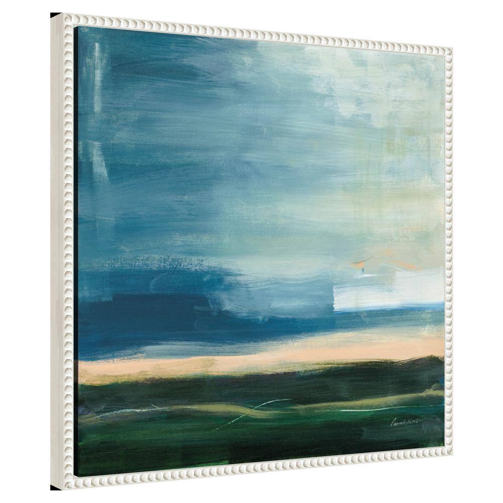 Life Light Landscape Abstract Canvas Wall Art with White Beaded Frame