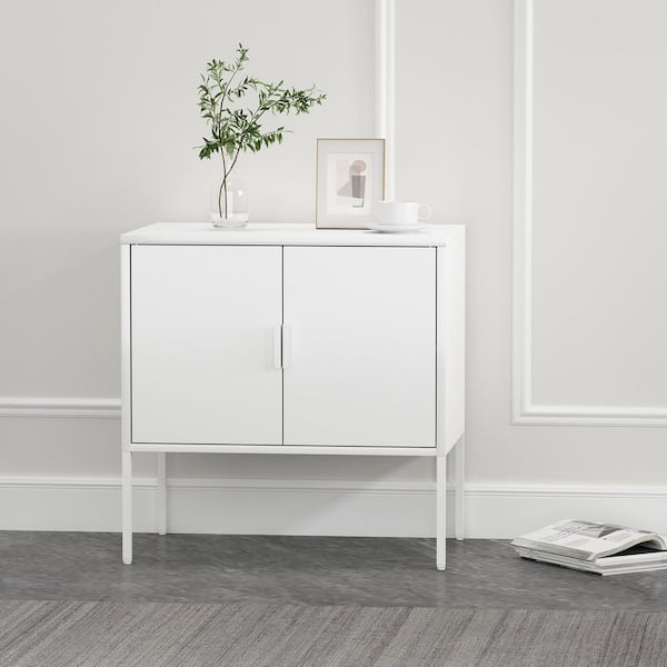 Manhattan Comfort Ava White 24 in. H Modern Accent Cabinet with 2 Adjustable Shelves
