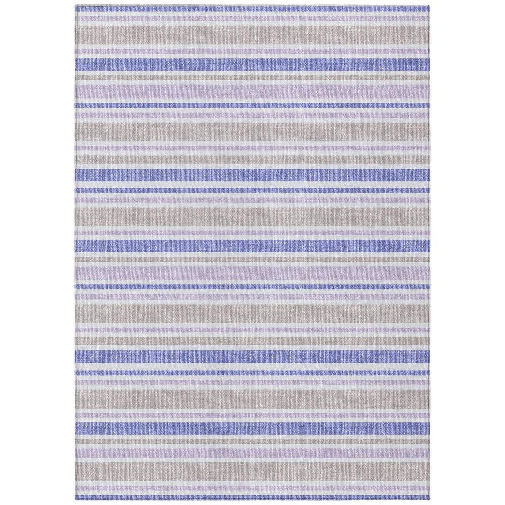 Ivory Blue and Gray 9 ft. x 12 ft. Woven Striped Polyester Rectangle Indoor/Outdoor Area Rug price history on PriceWatchPro