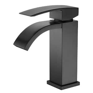 Modern Single-Handle Single Hole Bathroom Faucet in Matte Black