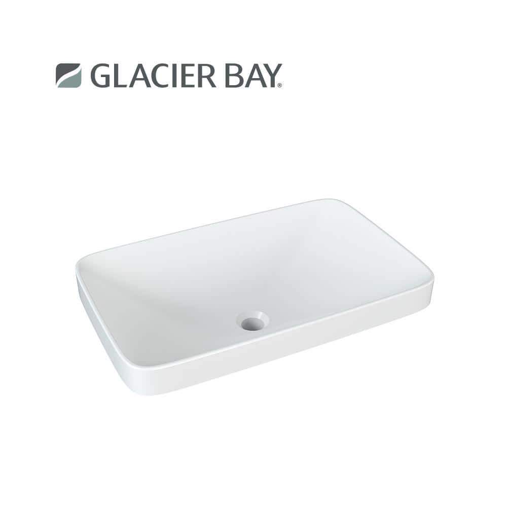 Glacier Bay 23 6 In Ceramic Rectangular Vessel Bathroom Sink In White   White Glacier Bay Vessel Sinks Lw1828 64 1000 