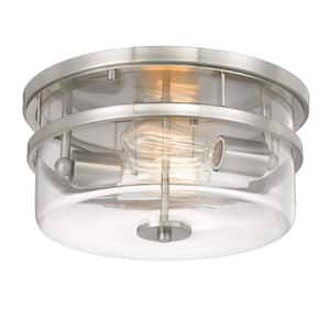 Kenmore 13 in. x 13 in. x 6.38 in. 2-Light Brushed Nickel Flush Mount