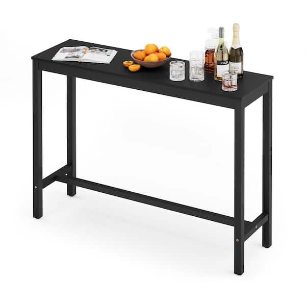 53 in. Black Standard Rectangle Solid Acacia Wood Console Table Entryway Table Narrow Hall Table Sofa Table