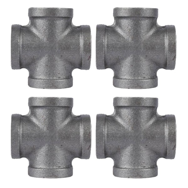 3/4 in. Black Iron FPT x FPT x FPT x FPT Cross Fitting (4-Pack)