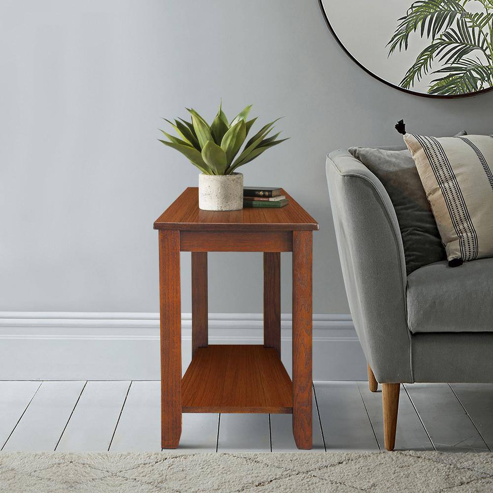Elwell Wedge Espresso 24" Chairside Table in Transitional Brown Wood