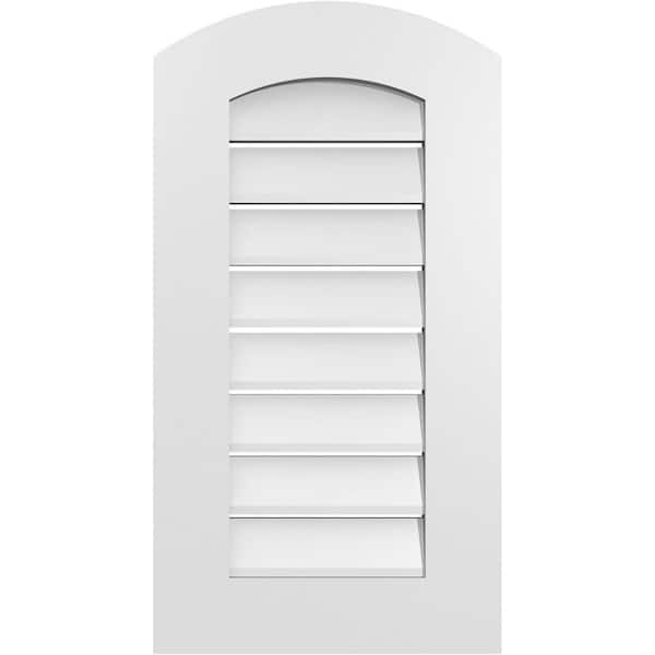 Ekena Millwork 16 in. x 28 in. Arch Top Surface Mount PVC Gable Vent: Decorative with Standard Frame