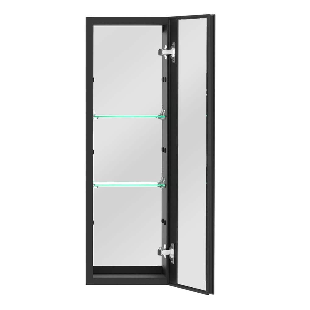 Zeafive 10 in. W x 30 in. H Modern Rectangular Black Aluminum Bathroom